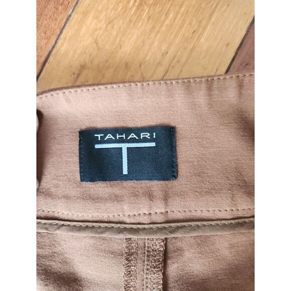 T by Tahari Women Camel Brown Straight Leg Midrise Dress Pants size 12 - Picture 6 of 9